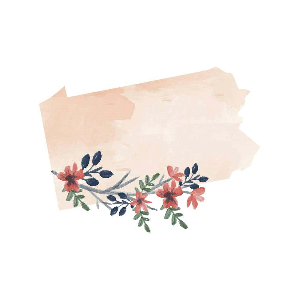 Pennsylvania Watercolor Floral State