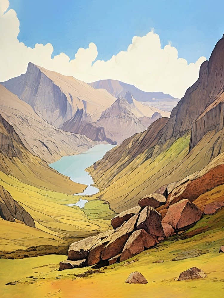 Lares Trek Peru 3 Vintage Travel Illustration