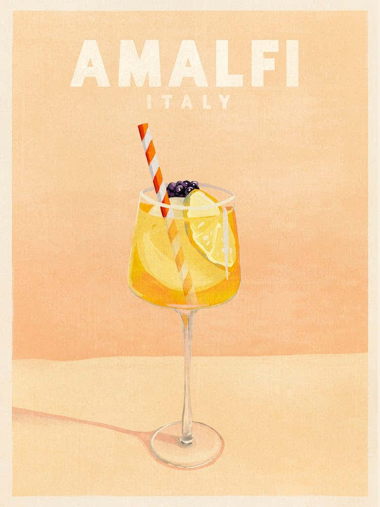 Vintage Travel Amali Italy Lemoncello Spritz