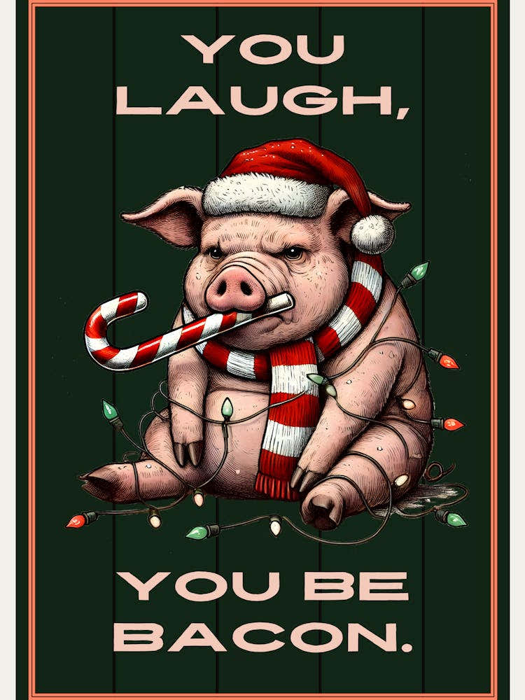 Christmas Annoyed Pig in Lights