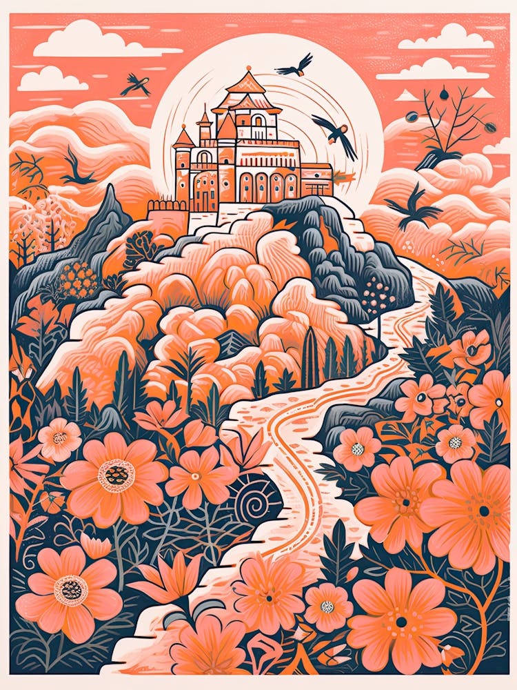 The Great Wall Of China   Cute Botanical Illustration Travel 2