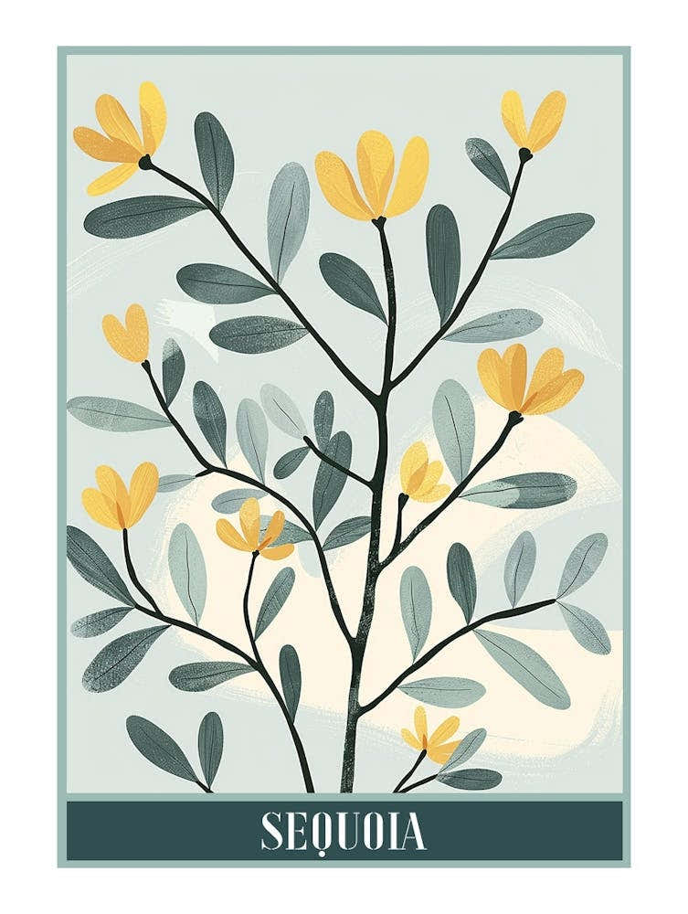 Sequoia Tree Flat Illustration 7 Poster