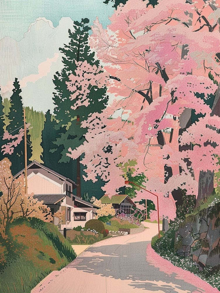 Karuizawa Japan 4 Retro Illustration