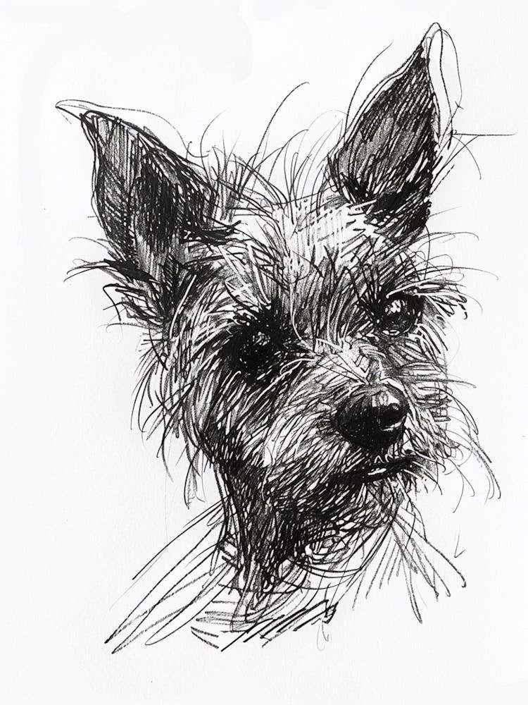 Australian Terrier Line Sketch 3