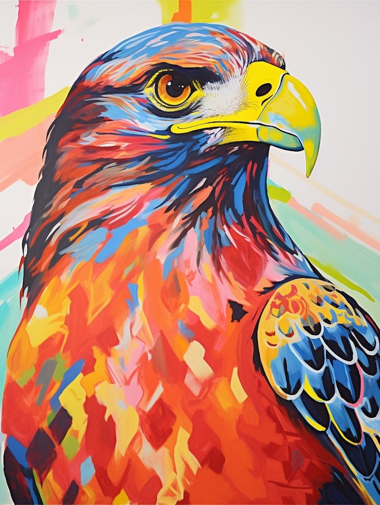 Colourful Bird Painting Red Tailed Hawk 4