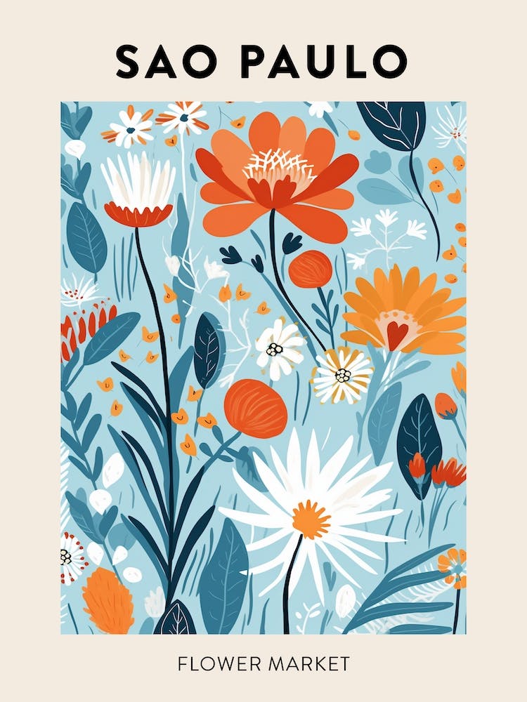 Flower Market Poster Sao Paulo Brazil