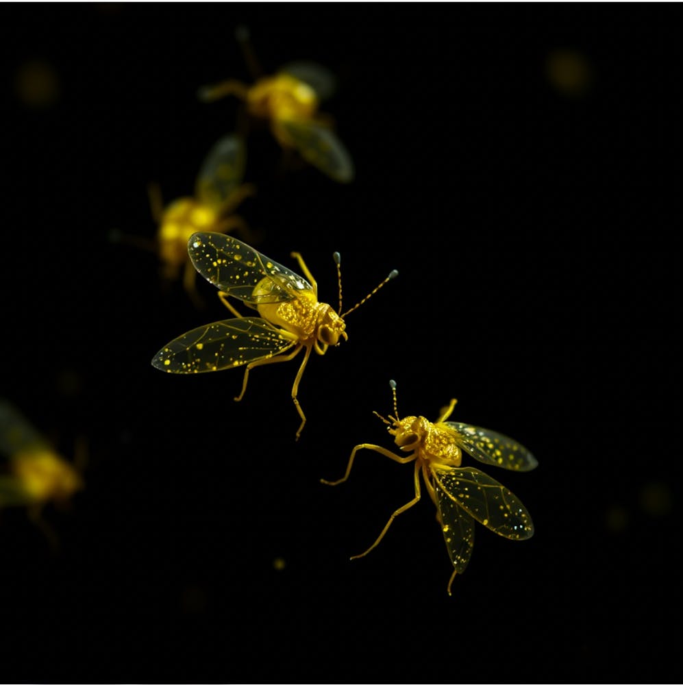 Flies On A Black Background 1