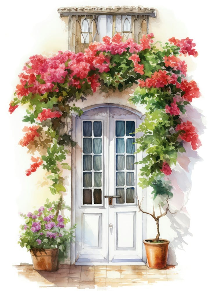 Cadiz, Spain   Mediterranean Doors Watercolour Painting 4