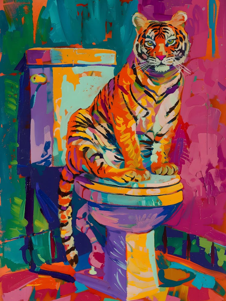 Tiger On Toilet 1