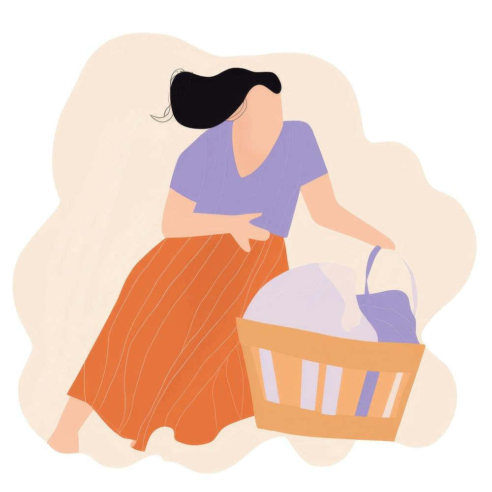 Woman With Laundry Basket