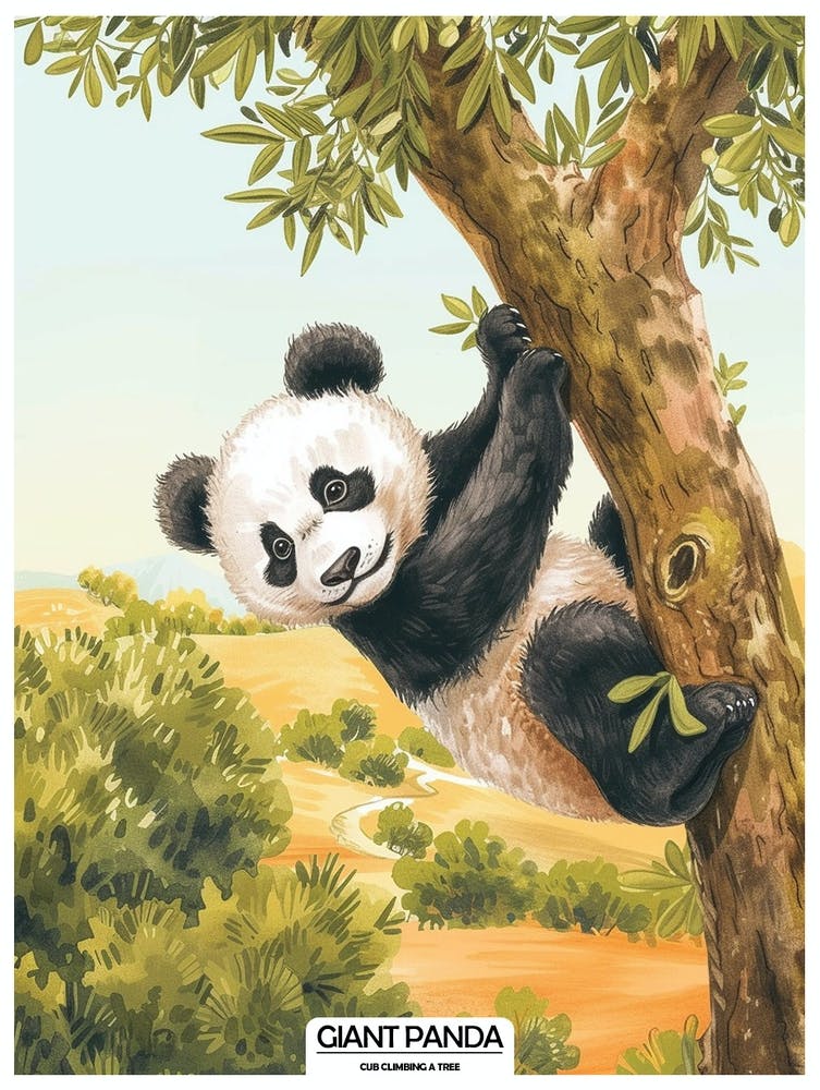 Giant Panda Climbing A Tree Poster 3