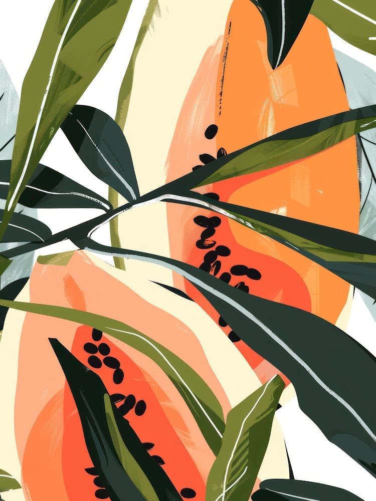 Papaya Close Up Illustration 2