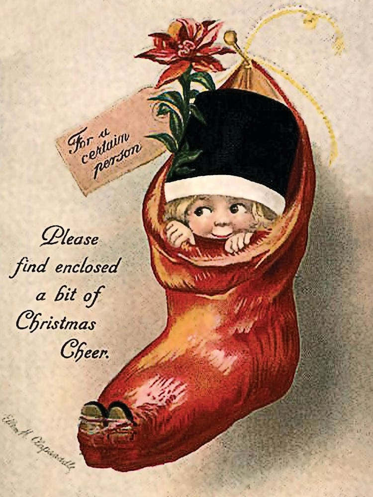 Cute Boy In A Christmas Sock