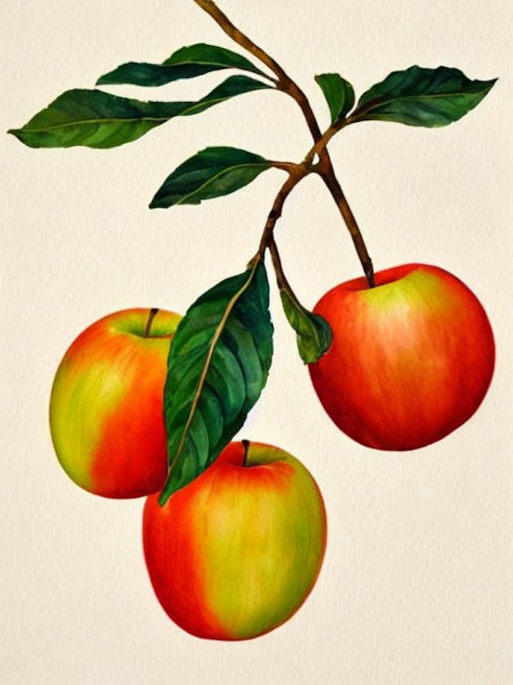 Apple Watercolour Fruit Painting Fruit
