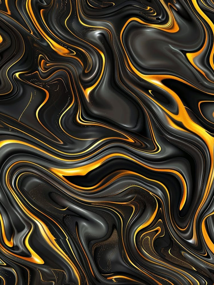 Abstract Black And Gold Swirls