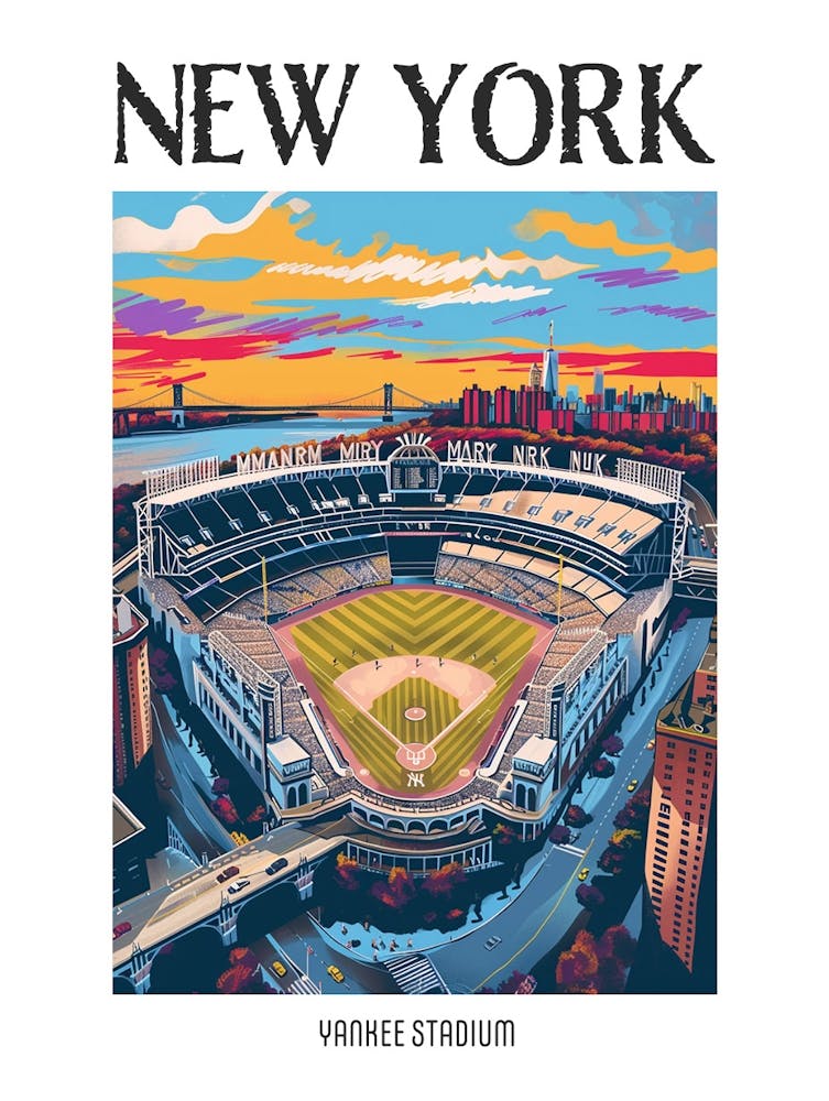 Yankee Stadium New York Colourful Silkscreen Illustration 1 Poster