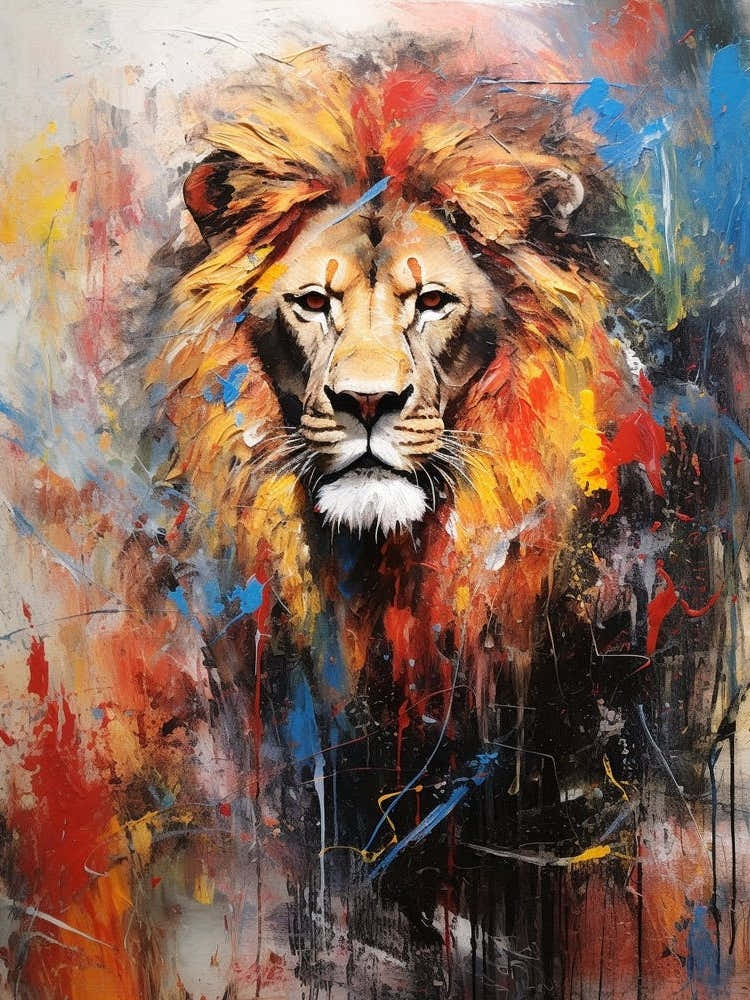 Lion Abstract Expressionism 3