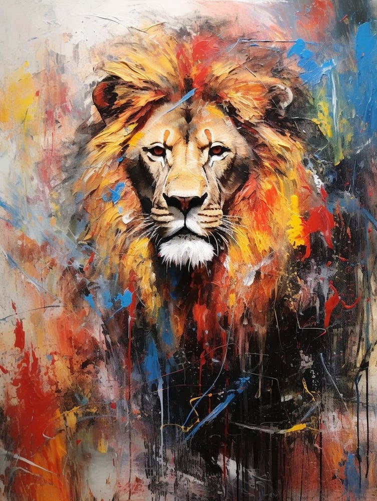 Lion Abstract Expressionism 3