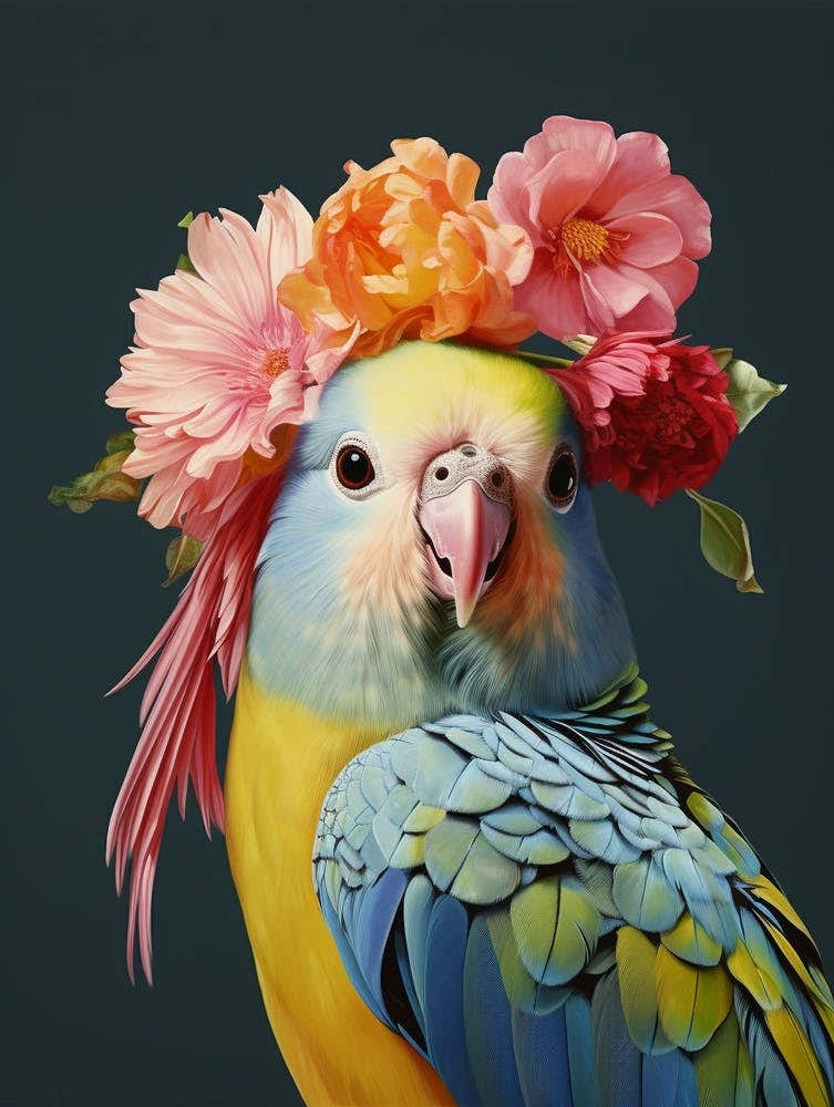 Bird With A Flower Crown Budgerigar 1