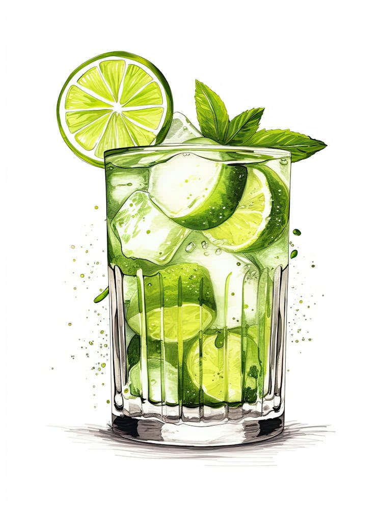Watercolour Caipirinha Floral Infusion Cocktail 2