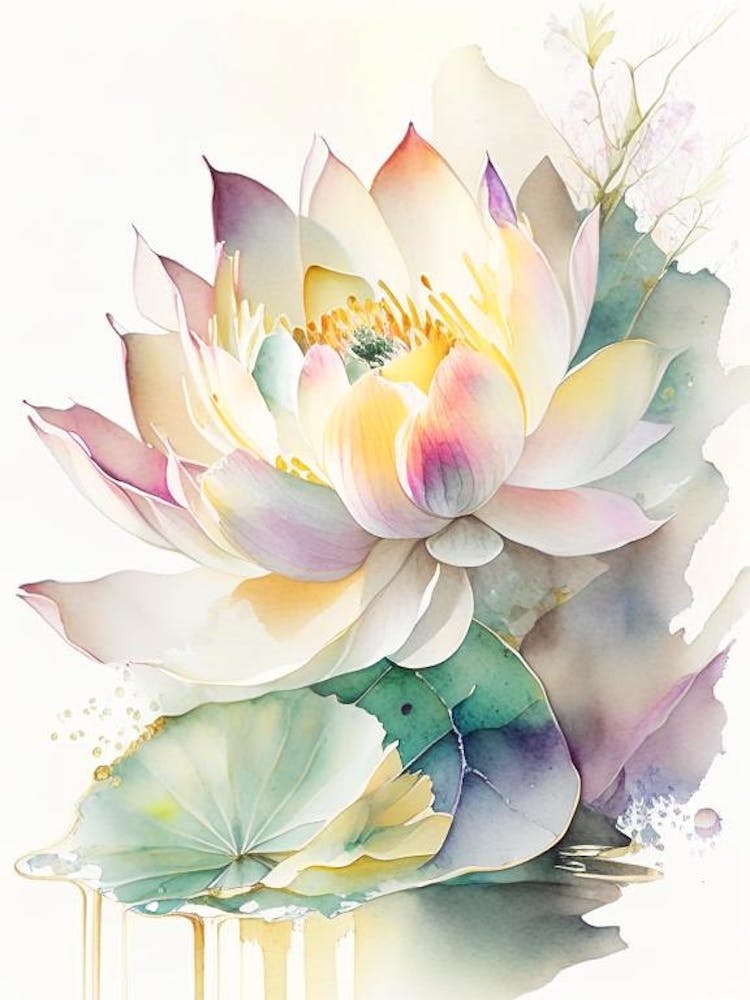 Lotus Flower Bouquet Storybook Watercolour 2