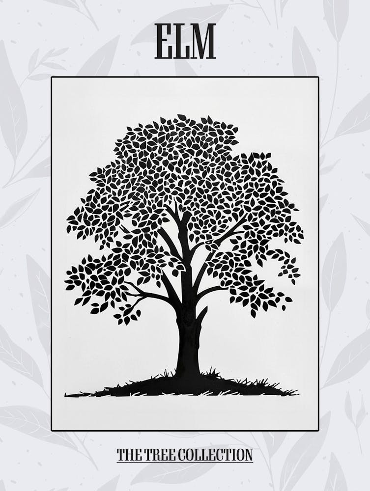 Elm Tree Simple Geometric Nature Stencil 1 Poster
