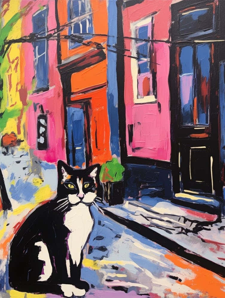 Painting Of A Cat In Syracuse Italy
