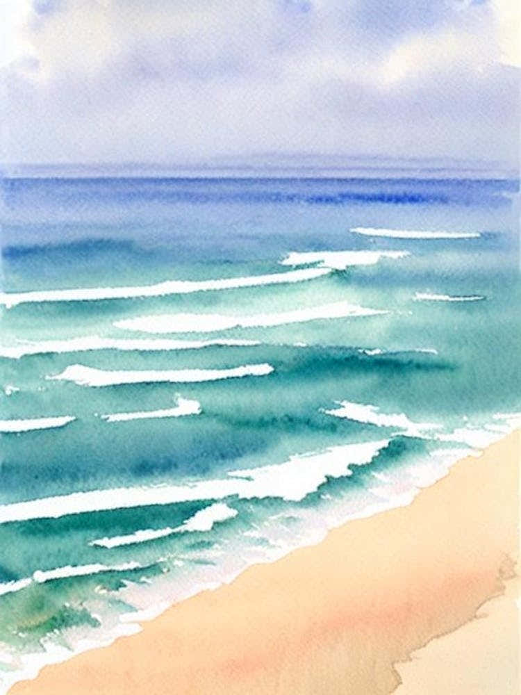 Fistral Beach, Cornwall Watercolour