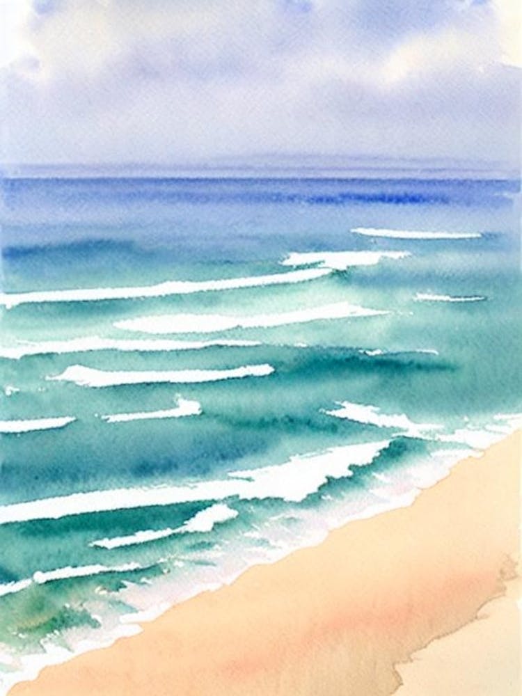 Fistral Beach, Cornwall Watercolour