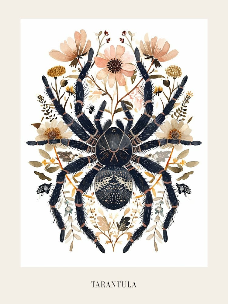 Colourful Insect Illustration Tarantula 15 Poster