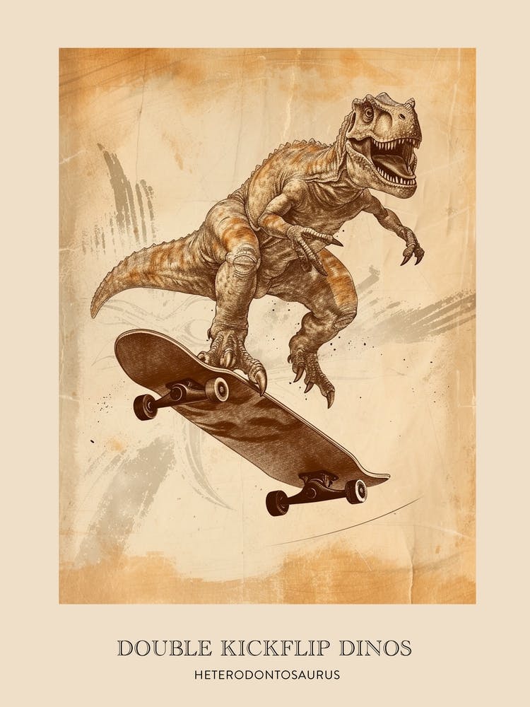 Heterodontosaurus Vintage Dinosaur Poster 2