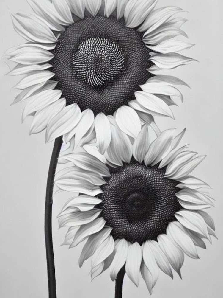 Sunflower B&W Pencil 2 Flower