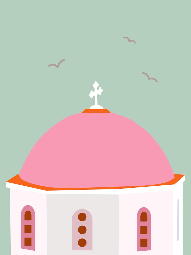 Santorini Travel Greece Pink And Green