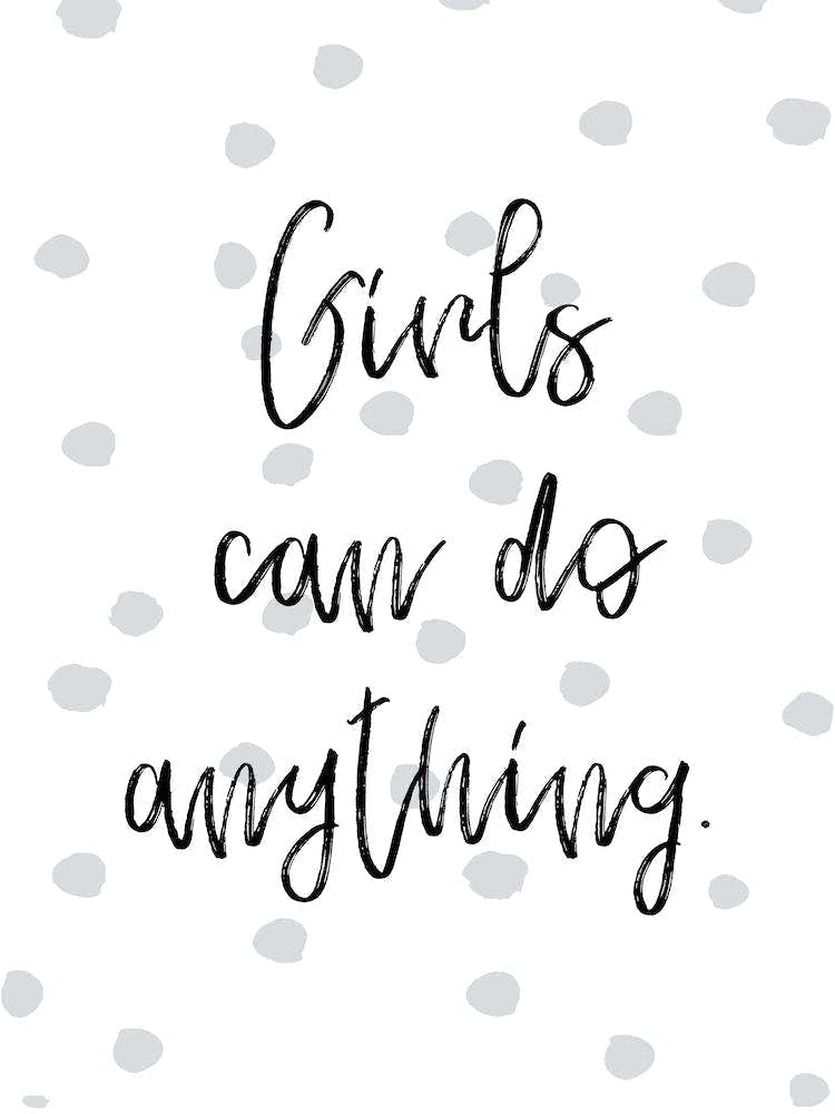 Girls Can Do Anything Polka Dot Grey