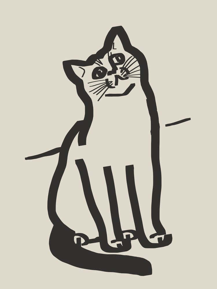 Line Art Cat Drawing 6