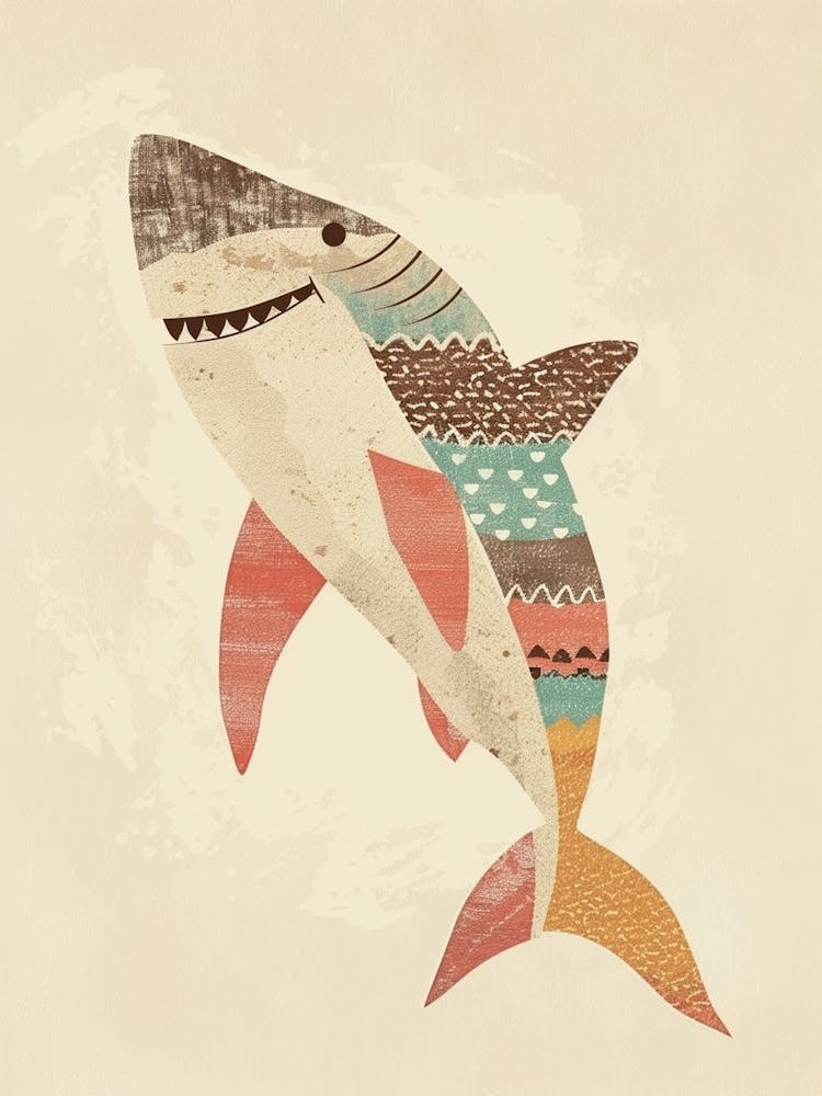 Muted Pastel Patterned Shark 3