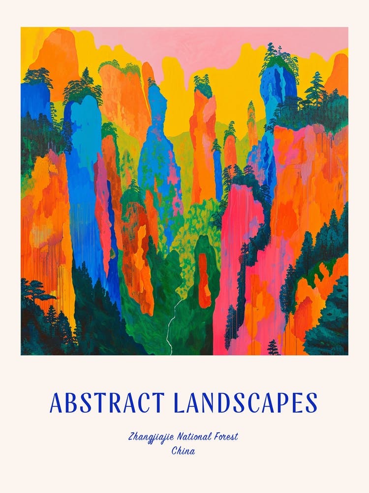Colourful Abstract Zhangjiajie National Forest China 3 Poster Blue