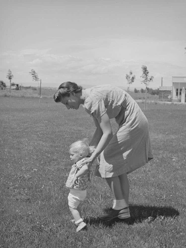 Untitled Photo, Possibly Related To Farm Worker S Wife Teaches Her Baby Girl To Walk A The Fsa (Farm Security