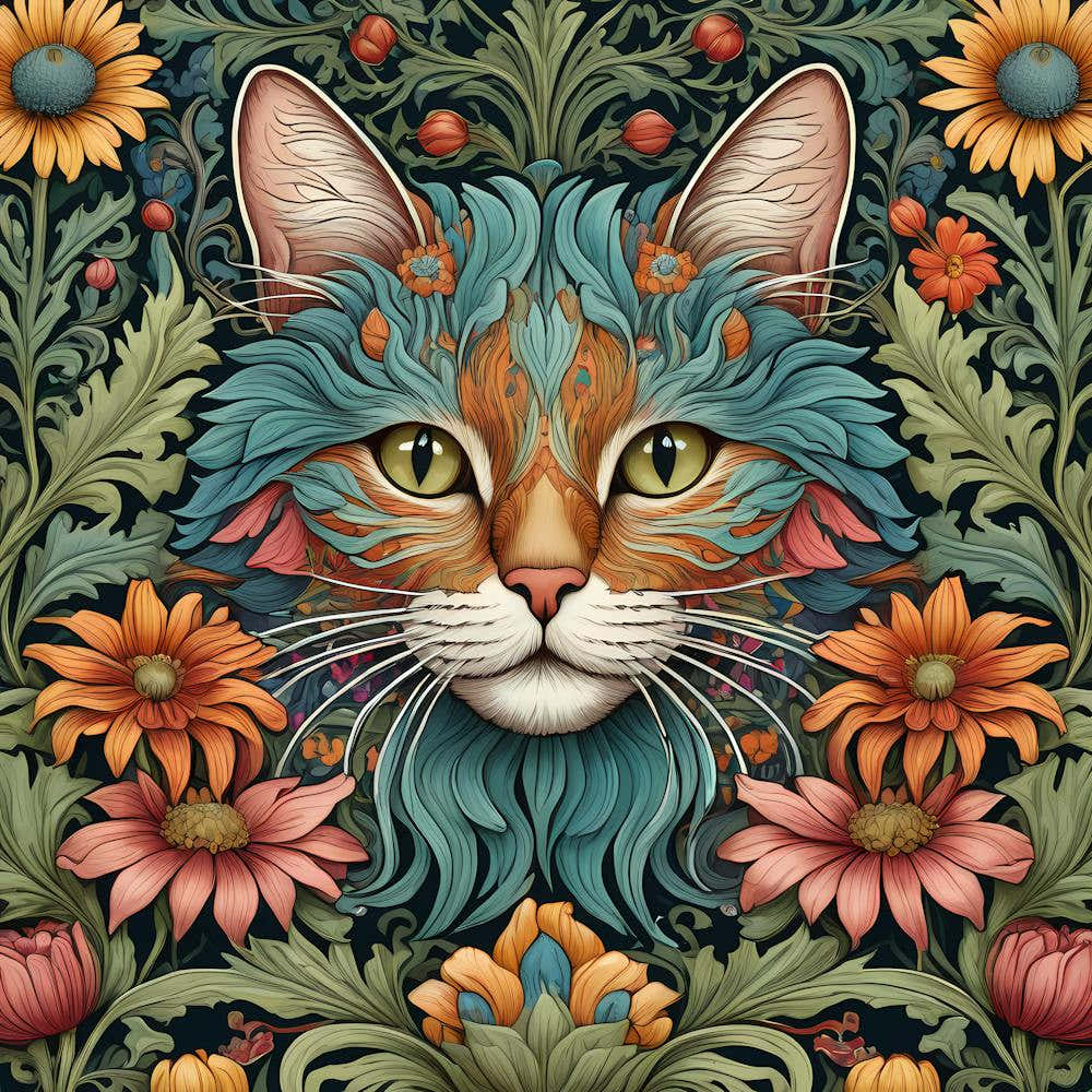 Cat With Flowers