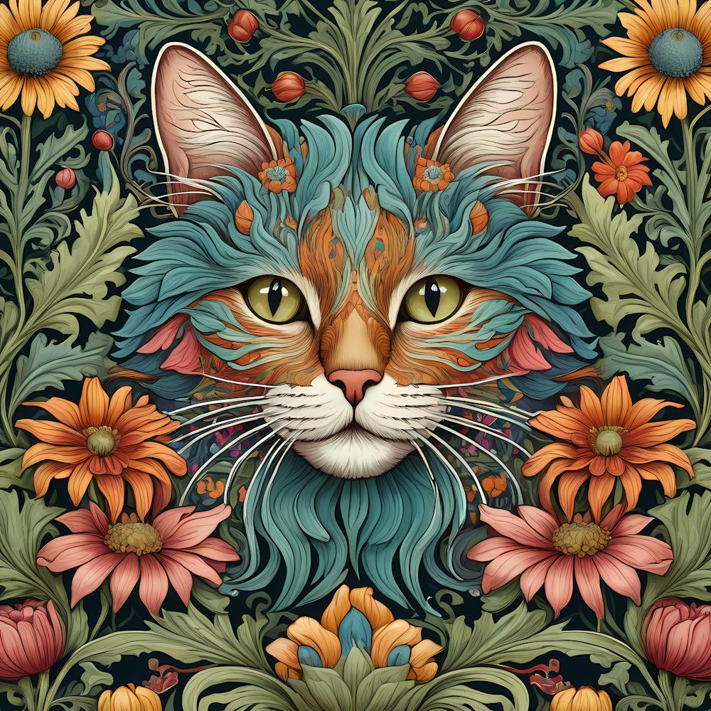 Cat With Flowers