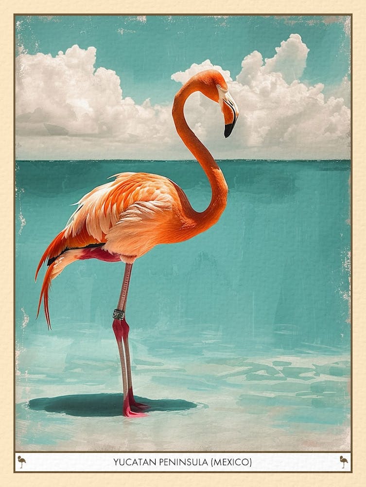 Greater Flamingo Yucatan Peninsula Mexico Tropical Illustration 2 Poster