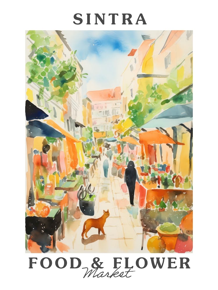 Food Market With Cats In Sintra 2 Poster