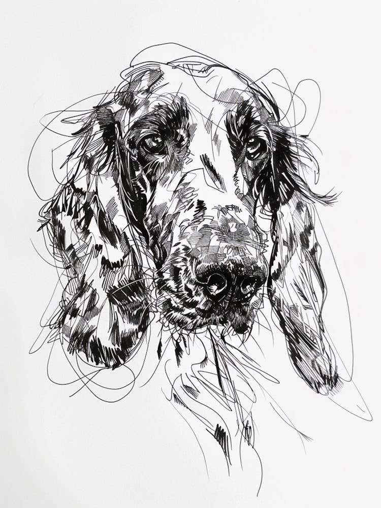 English Setter Dog Line Sketch 2