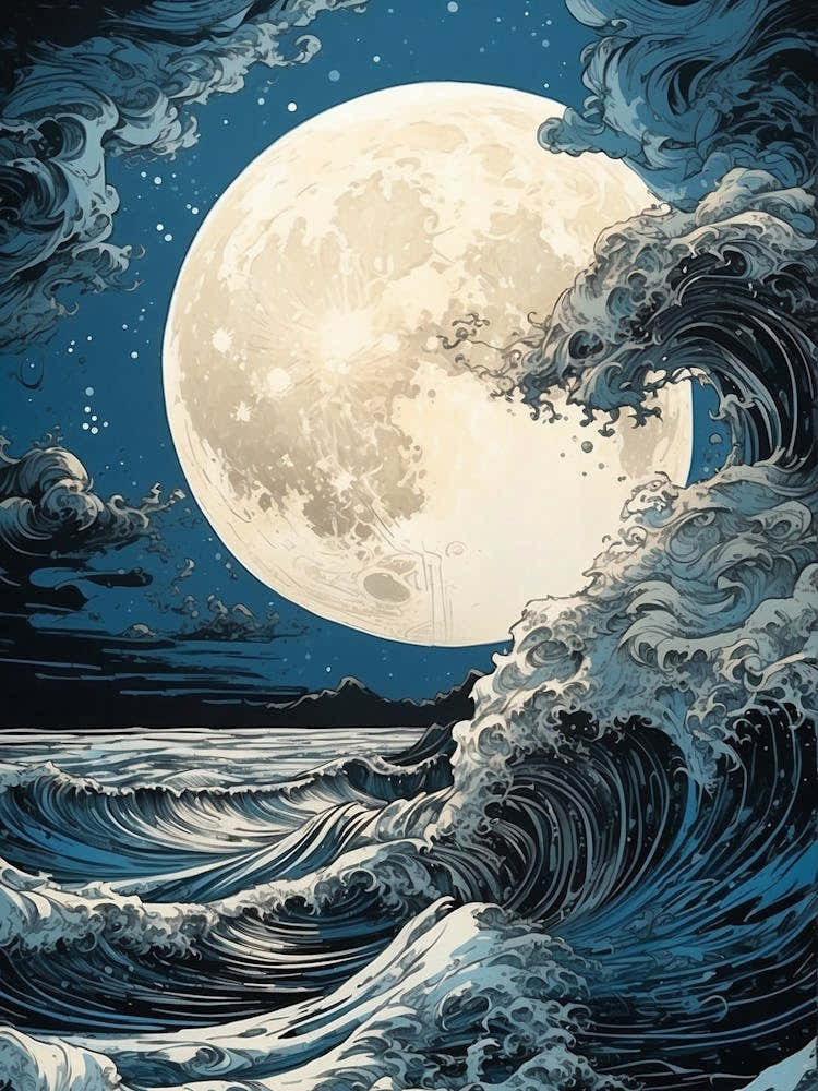 Full Moon Over The Ocean