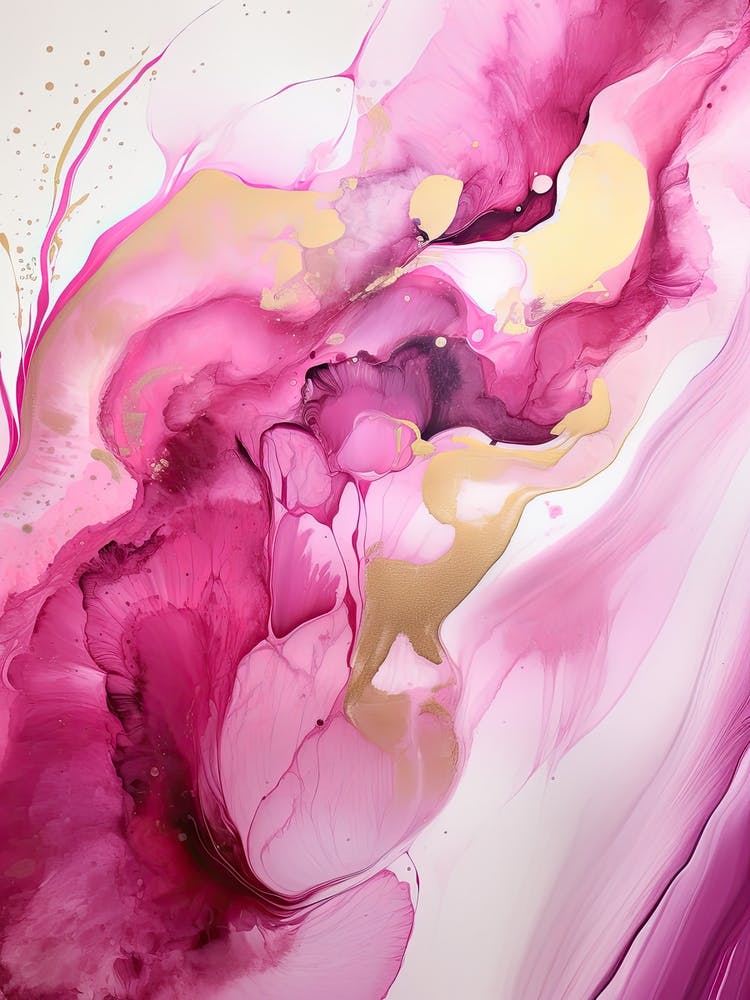 Pink, White, Gold Flow Asbtract Painting 0