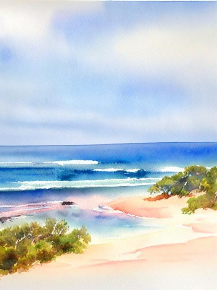 Blacksmiths Beach 2, Australia Watercolour