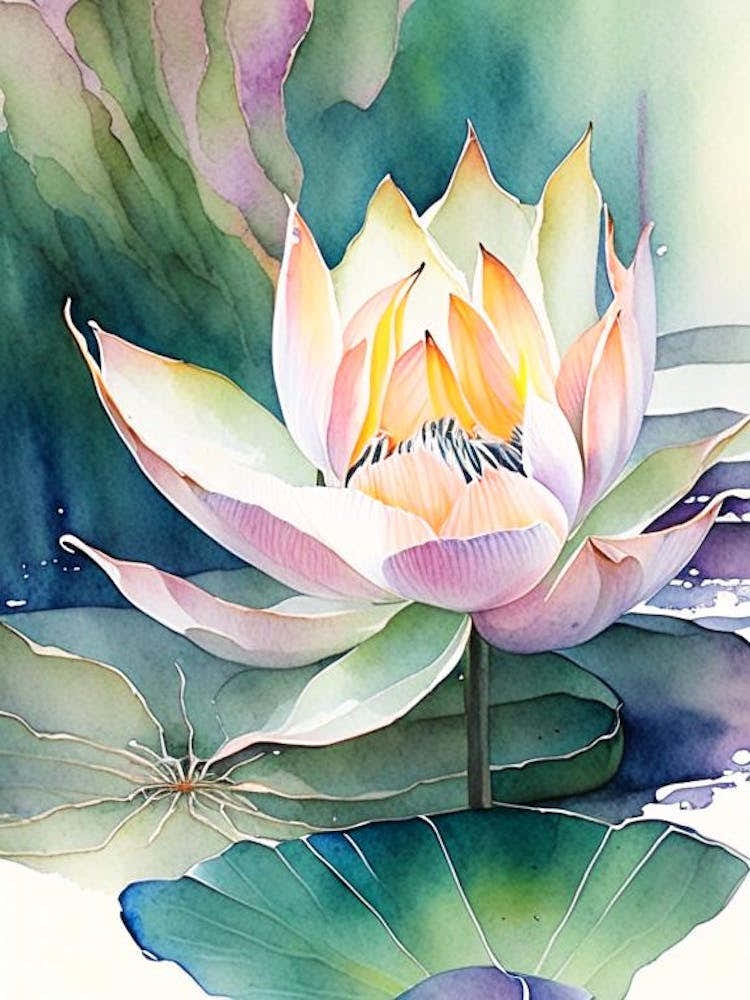 Giant Lotus Watercolour 4