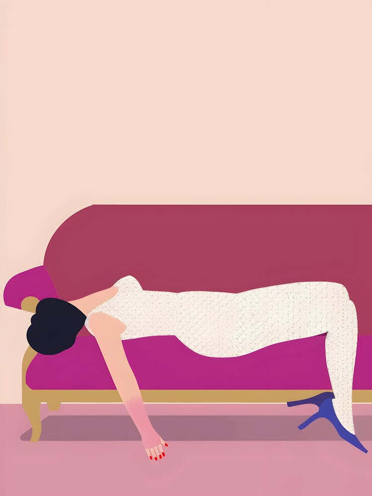 Woman Sleeping On Couch