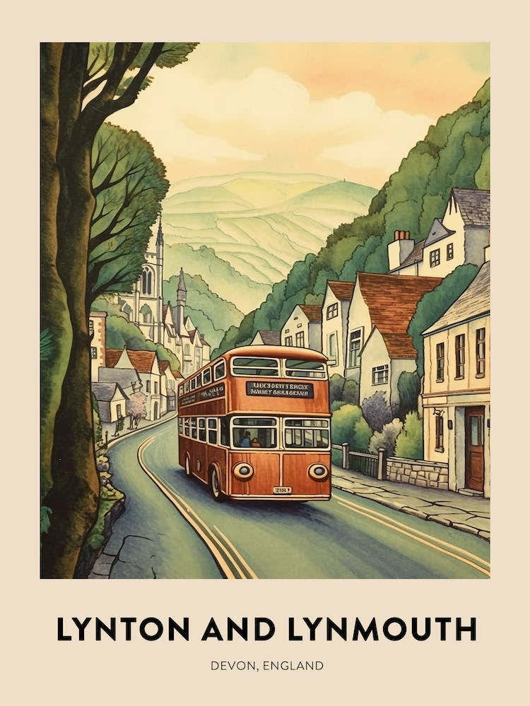 Devon Vintage Travel Poster Lynton And Lynmouth 3