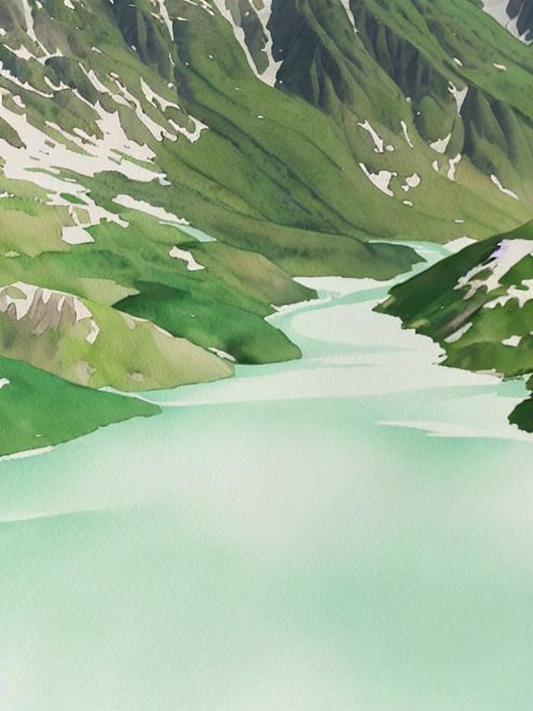 Huascarán National Park Peru Water Colour Poster